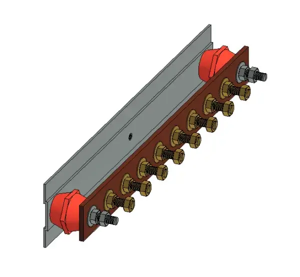 3D Parametric Model of the complete range of ETS standard switchroom earthbars with M10 x 35mm brass machine screws