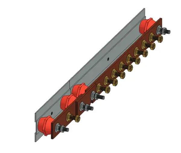 3D Parametric Model of the complete range of ETS standard switchroom earthbars with M10 x 35mm brass machine screws