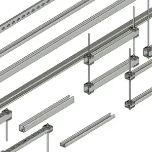 UK Standard Slotted Channel 21 & 41mm with studdning and square washers