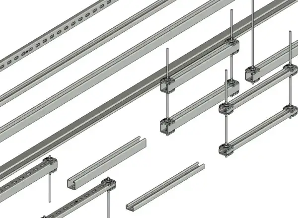 UK Standard Slotted Channel 21 & 41mm with studdning and square washers