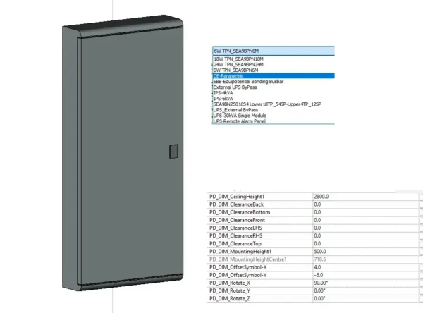 3D Parametric Model of Distribution Board - TPN & SPN