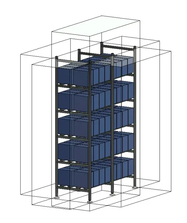 3D Model of the 5 Tier 2 Row Cladded Stand with 80 x 12FLB200P - FIAMM FLB RANGE OF VALVE REGULATED BATTERIES