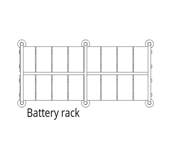 2D Model of the 5 Tier 2 Row Cladded Stand with 80 x 12FLB200P - FIAMM FLB RANGE OF VALVE REGULATED BATTERIES