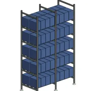 3D Model of the 5 Tier 2 Row Cladded Stand with 80 x 12FLB200P - FIAMM FLB RANGE OF VALVE REGULATED BATTERIES