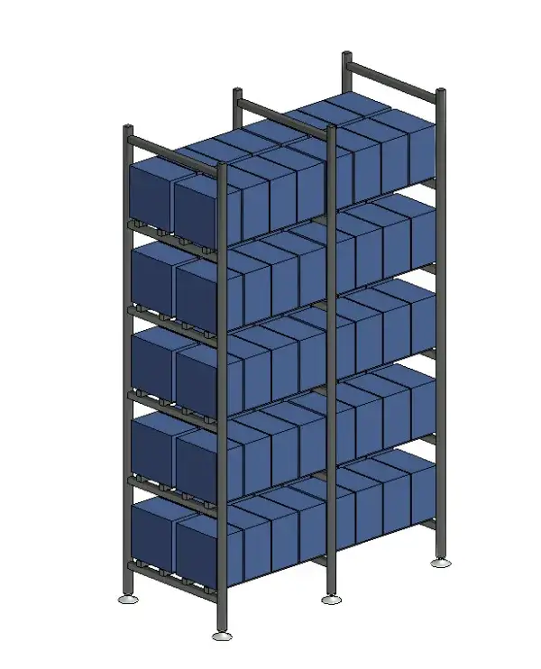 3D Model of the 5 Tier 2 Row Cladded Stand with 80 x 12FLB200P - FIAMM FLB RANGE OF VALVE REGULATED BATTERIES