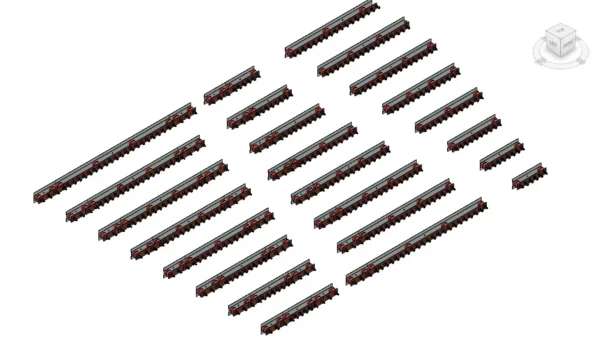 3D Parametric Model of the complete range of ETS standard switchroom earthbars with M10 x 35mm brass machine screws