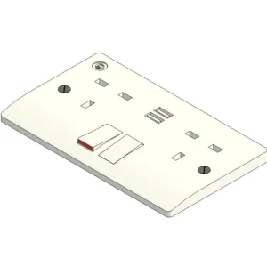 UK-standard two-gang 13Amp switched USB socket outlet
