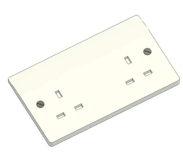 UK-standard two-gang 13Amp switched socket outlet.