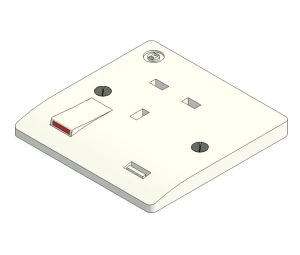 UK Standard Socket Single Switched with USB