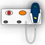 EP-CCO-CPB-LTG - Emergency Pull, Reset, Call Code Orange, Call Pendant Blue and Lighting Control, insert call code orange (bedhead medical trunking)