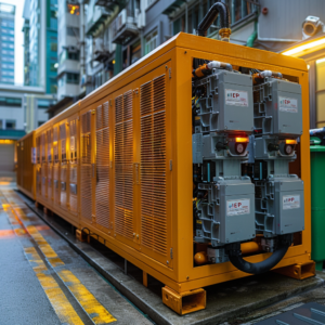 Life safety generator installed for emergency power backup in a residential building, ensuring uninterrupted operation of critical systems during outages