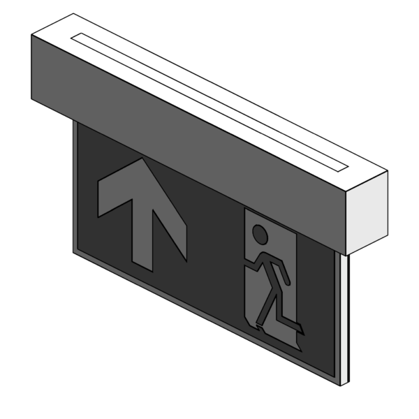 Project Design EXIT sign Revit family, single sided up arrow render