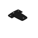 Revit 3D view of the generator door hinge family, a black hinge with four fixing screws